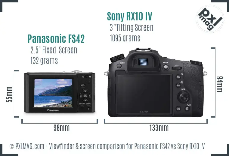 Panasonic FS42 vs Sony RX10 IV Screen and Viewfinder comparison