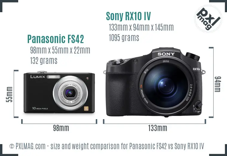 Panasonic FS42 vs Sony RX10 IV size comparison