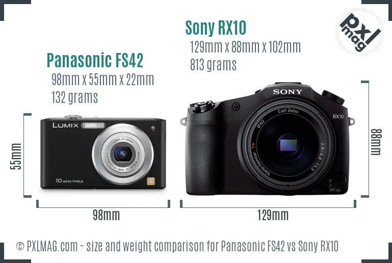 Panasonic FS42 vs Sony RX10 size comparison