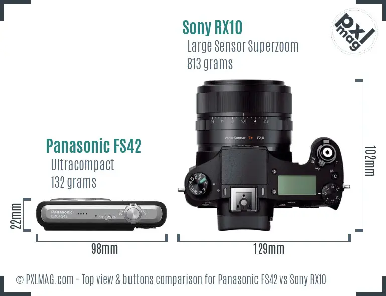 Panasonic FS42 vs Sony RX10 top view buttons comparison