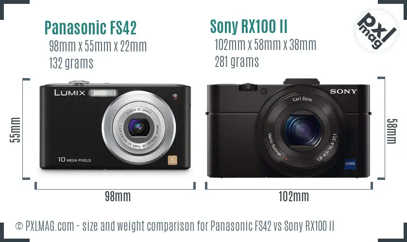 Panasonic FS42 vs Sony RX100 II size comparison