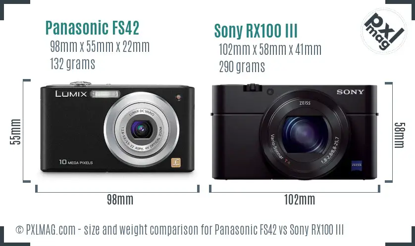 Panasonic FS42 vs Sony RX100 III size comparison