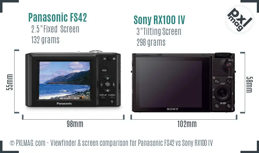 Panasonic FS42 vs Sony RX100 IV Screen and Viewfinder comparison Panasonic FS42 vs Sony RX100 IV Screen and Viewfinder comparison