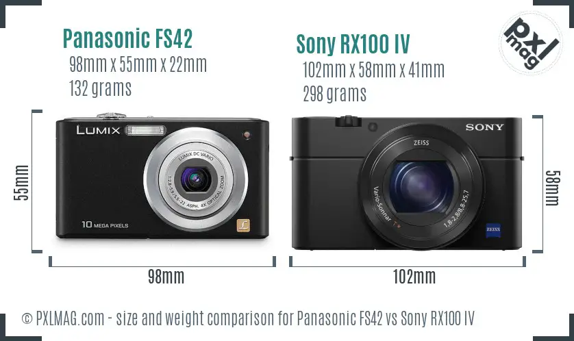 Panasonic FS42 vs Sony RX100 IV size comparison Panasonic FS42 vs Sony RX100 IV size comparison