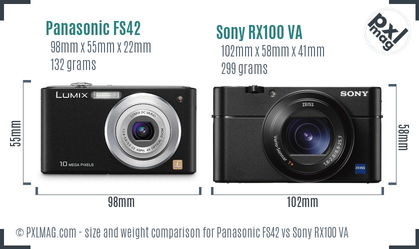 Panasonic FS42 vs Sony RX100 VA size comparison