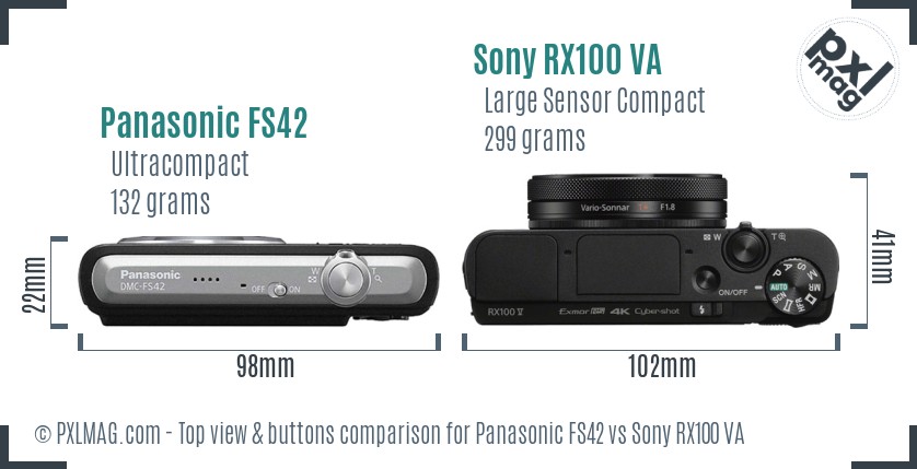 Panasonic FS42 vs Sony RX100 VA top view buttons comparison
