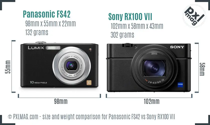 Panasonic FS42 vs Sony RX100 VII size comparison