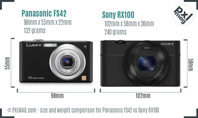 Panasonic FS42 vs Sony RX100 size comparison