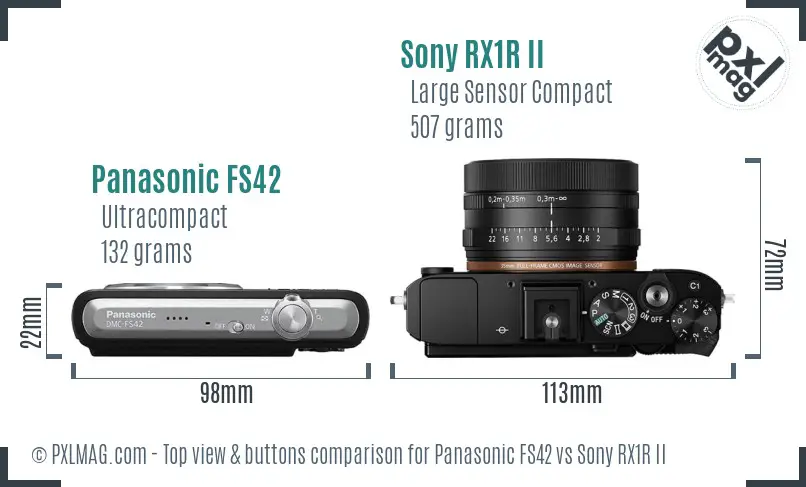 Panasonic FS42 vs Sony RX1R II top view buttons comparison