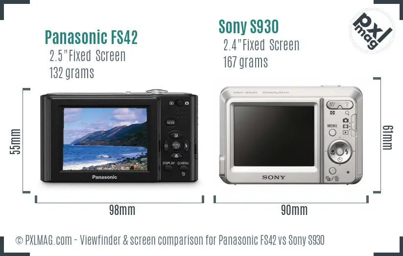 Panasonic FS42 vs Sony S930 Screen and Viewfinder comparison Panasonic FS42 vs Sony S930 Screen and Viewfinder comparison