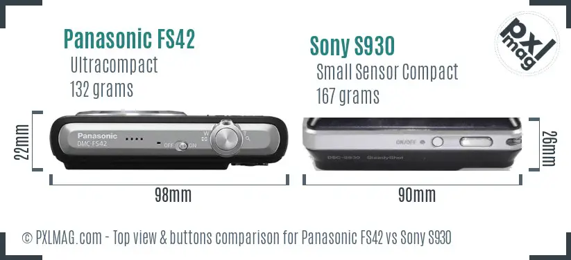 Panasonic FS42 vs Sony S930 top view buttons comparison Panasonic FS42 vs Sony S930 top view buttons comparison