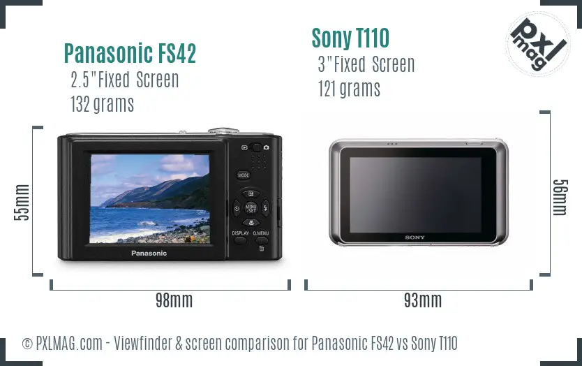 Panasonic FS42 vs Sony T110 Screen and Viewfinder comparison