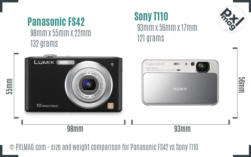 Panasonic FS42 vs Sony T110 size comparison