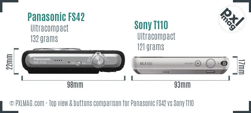 Panasonic FS42 vs Sony T110 top view buttons comparison