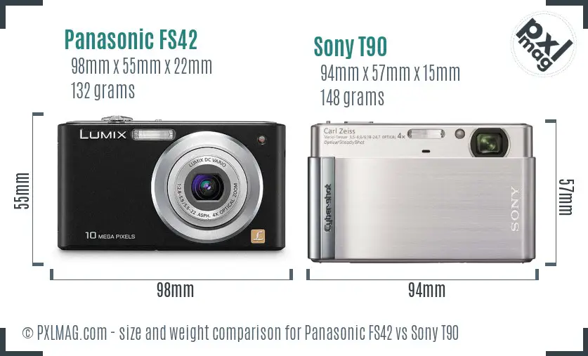 Panasonic FS42 vs Sony T90 size comparison