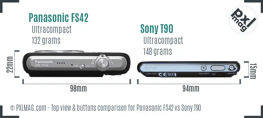 Panasonic FS42 vs Sony T90 top view buttons comparison