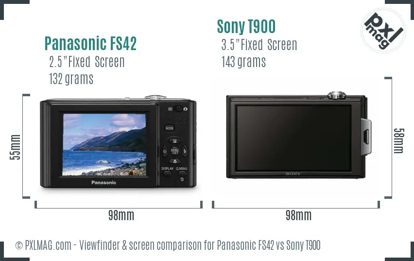 Panasonic FS42 vs Sony T900 Screen and Viewfinder comparison