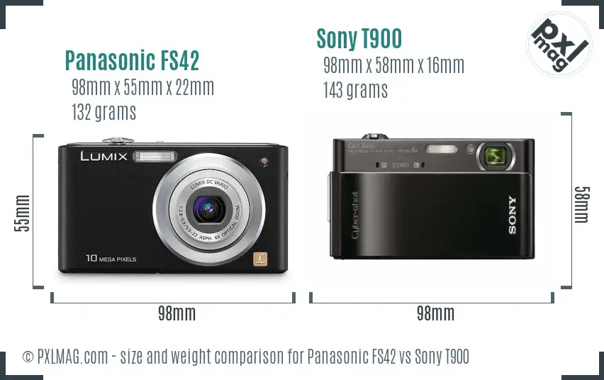 Panasonic FS42 vs Sony T900 size comparison