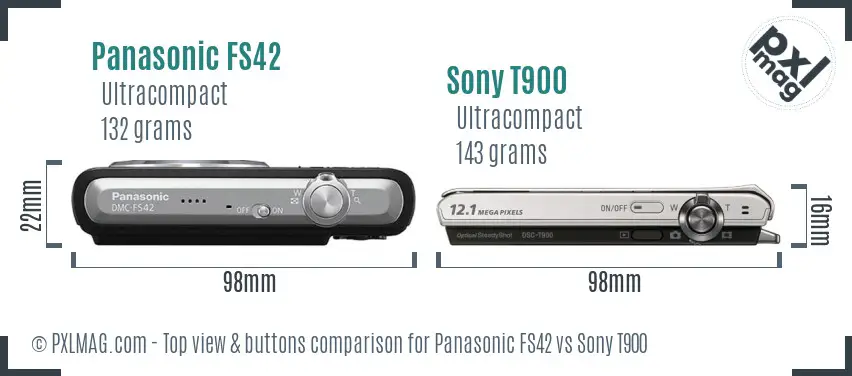 Panasonic FS42 vs Sony T900 top view buttons comparison