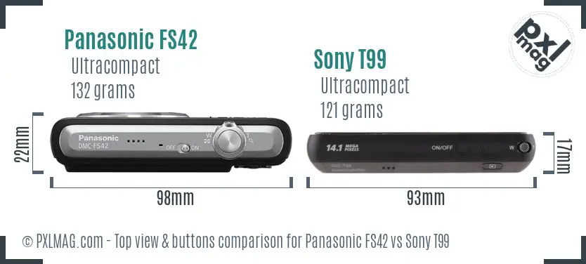 Panasonic FS42 vs Sony T99 top view buttons comparison