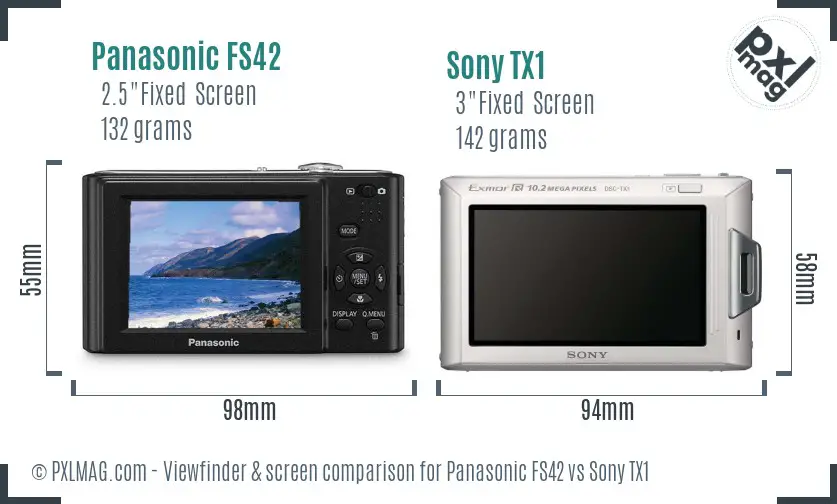 Panasonic FS42 vs Sony TX1 Screen and Viewfinder comparison