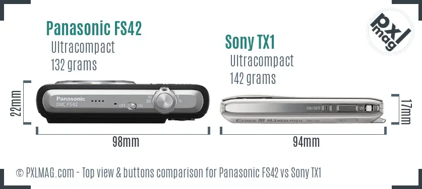 Panasonic FS42 vs Sony TX1 top view buttons comparison