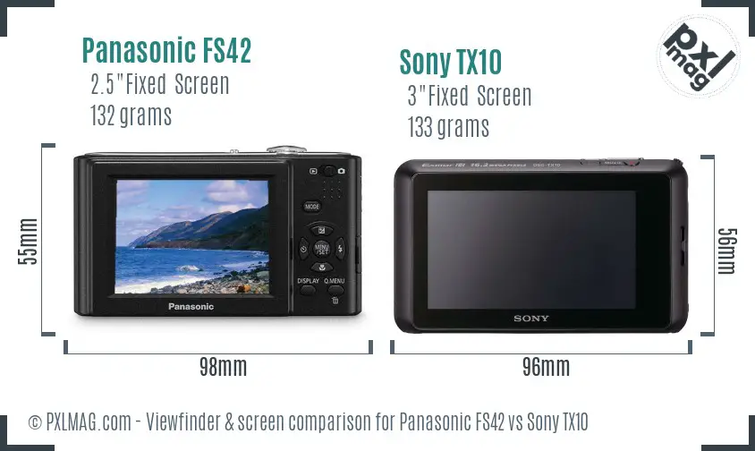 Panasonic FS42 vs Sony TX10 Screen and Viewfinder comparison