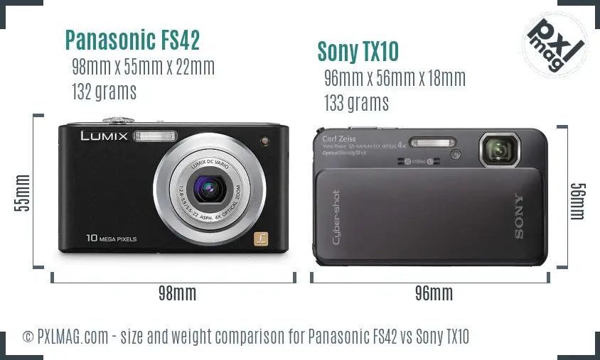 Panasonic FS42 vs Sony TX10 size comparison