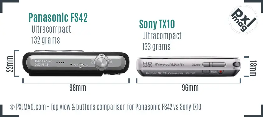 Panasonic FS42 vs Sony TX10 top view buttons comparison