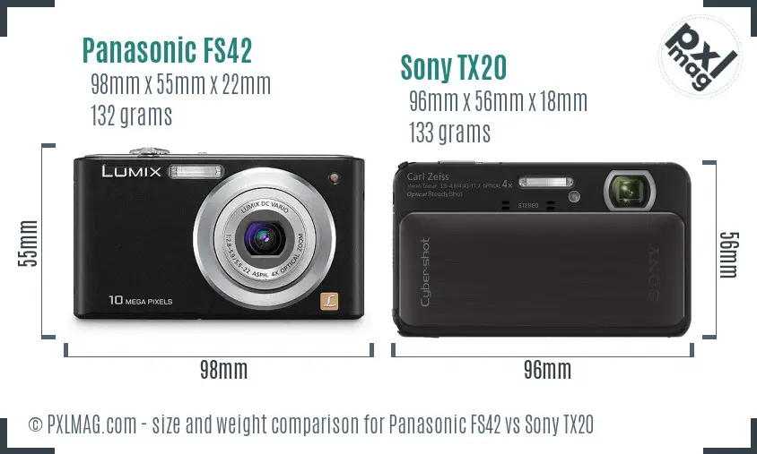 Panasonic FS42 vs Sony TX20 size comparison