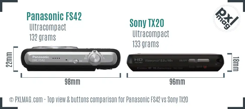 Panasonic FS42 vs Sony TX20 top view buttons comparison