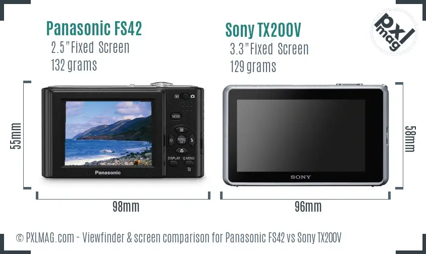 Panasonic FS42 vs Sony TX200V Screen and Viewfinder comparison