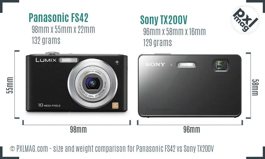 Panasonic FS42 vs Sony TX200V size comparison