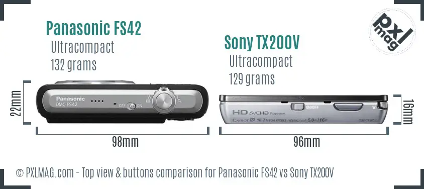 Panasonic FS42 vs Sony TX200V top view buttons comparison