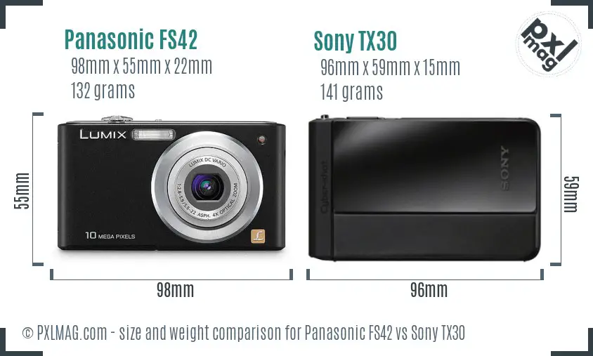 Panasonic FS42 vs Sony TX30 size comparison