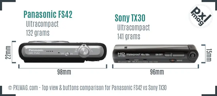 Panasonic FS42 vs Sony TX30 top view buttons comparison