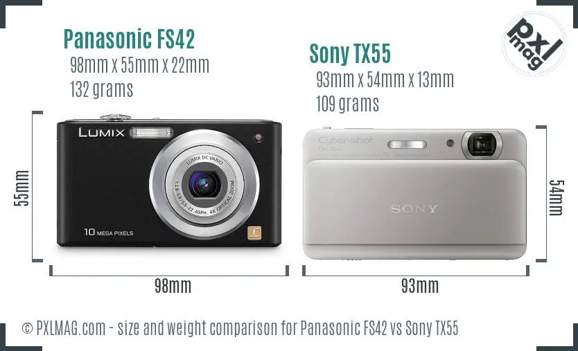 Panasonic FS42 vs Sony TX55 size comparison
