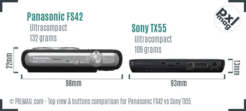 Panasonic FS42 vs Sony TX55 top view buttons comparison