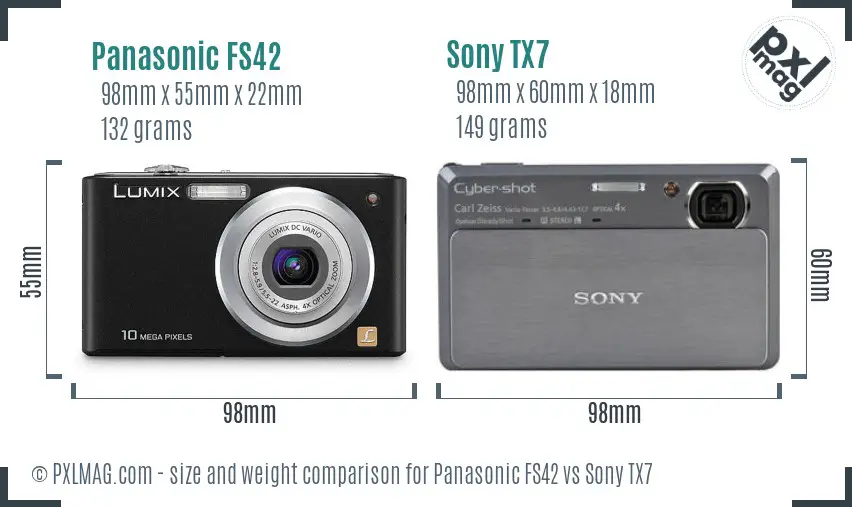 Panasonic FS42 vs Sony TX7 size comparison