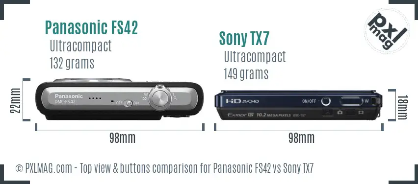 Panasonic FS42 vs Sony TX7 top view buttons comparison