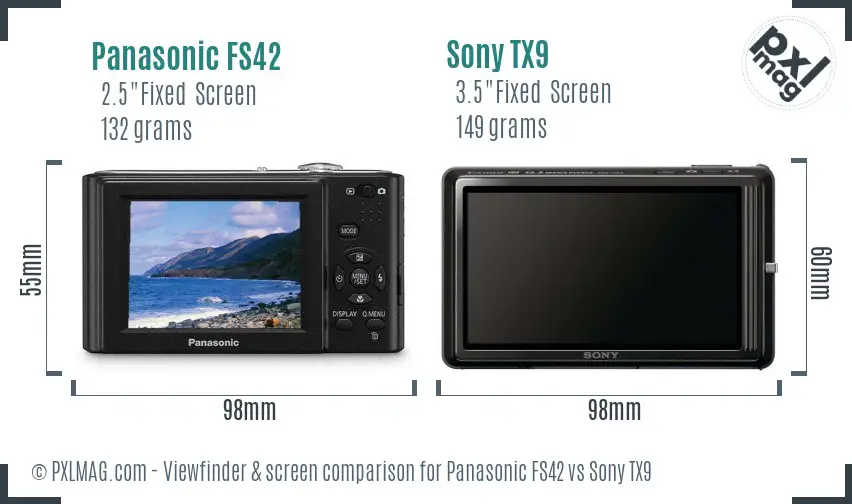 Panasonic FS42 vs Sony TX9 Screen and Viewfinder comparison