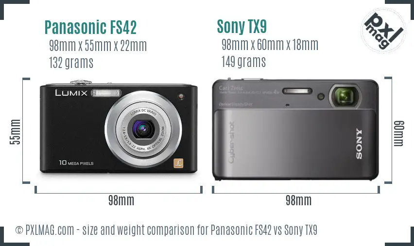 Panasonic FS42 vs Sony TX9 size comparison