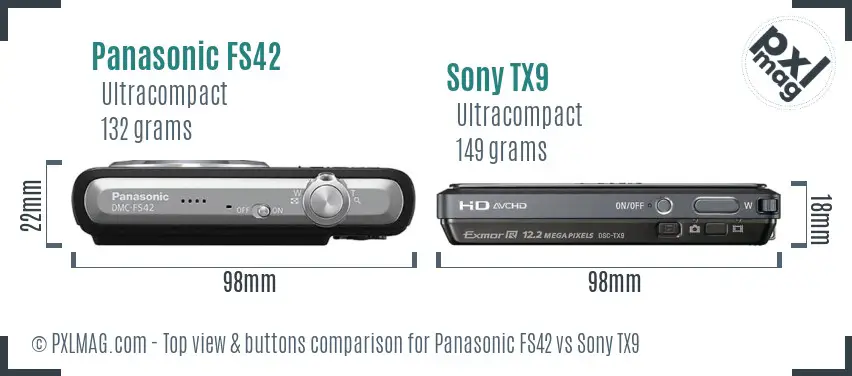 Panasonic FS42 vs Sony TX9 top view buttons comparison