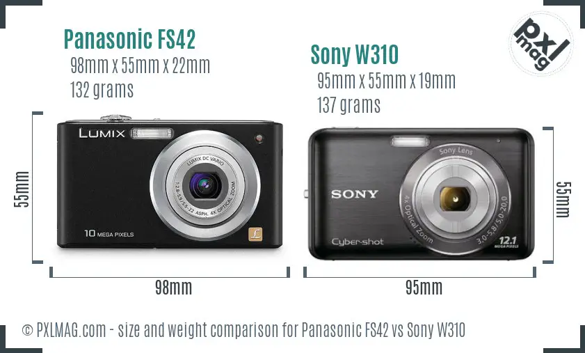 Panasonic FS42 vs Sony W310 size comparison
