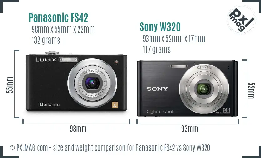 Panasonic FS42 vs Sony W320 size comparison