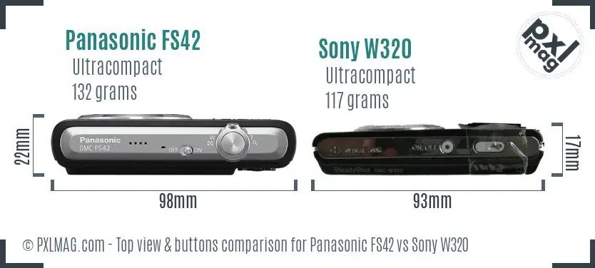 Panasonic FS42 vs Sony W320 top view buttons comparison