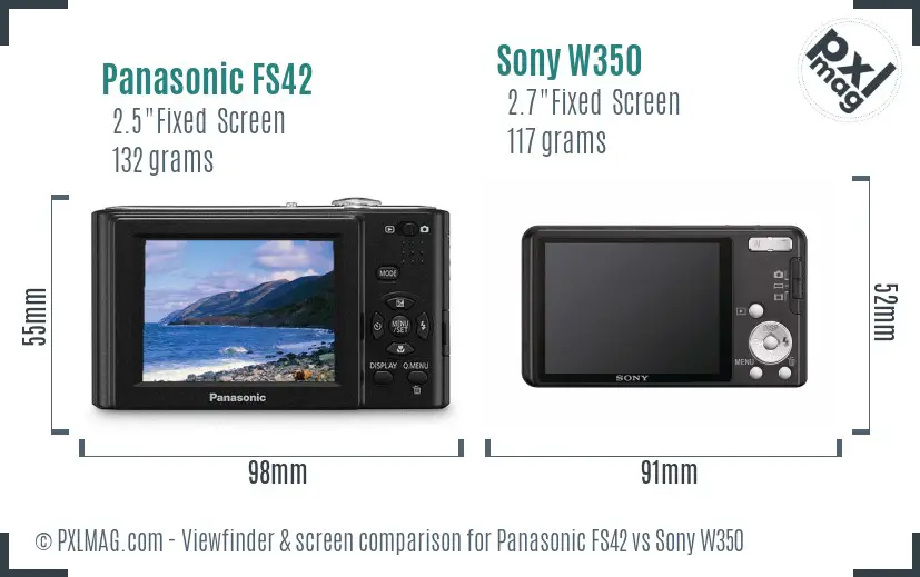 Panasonic FS42 vs Sony W350 Screen and Viewfinder comparison