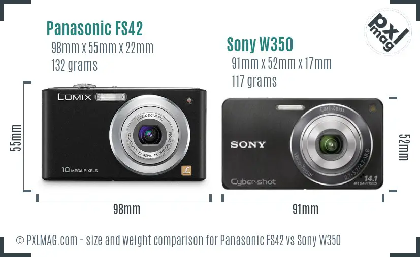 Panasonic FS42 vs Sony W350 size comparison