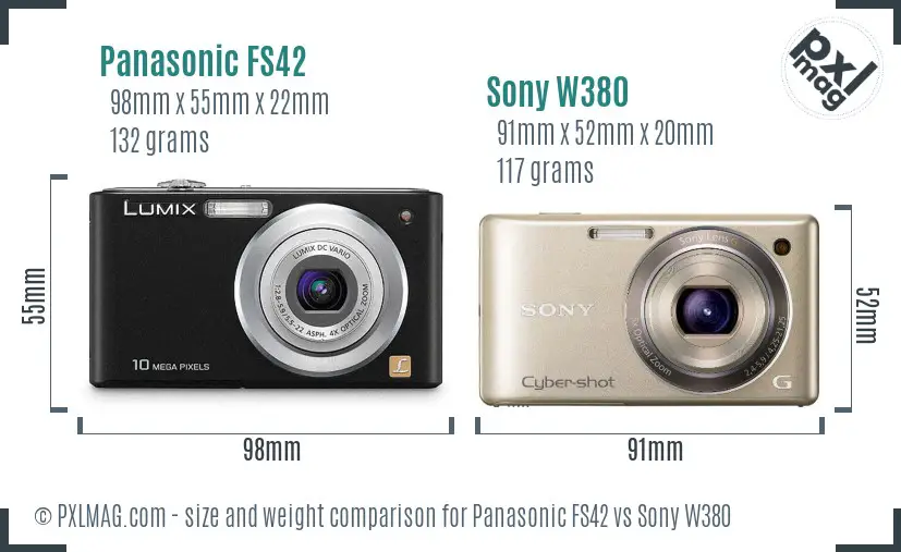 Panasonic FS42 vs Sony W380 size comparison