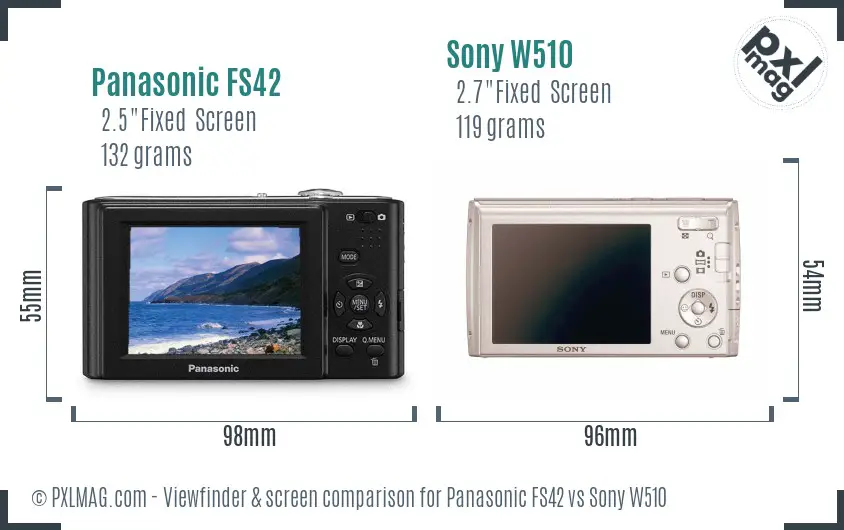 Panasonic FS42 vs Sony W510 Screen and Viewfinder comparison
